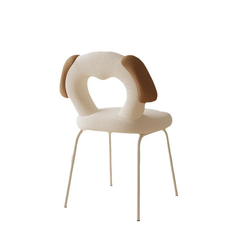 Contemporary Creative Kids Iamb Fleece Iron Solid Wood Multi-layer Board Foam Sponge Dog Shape Swivel Vanity Stool Backrest Armless For Bedroom