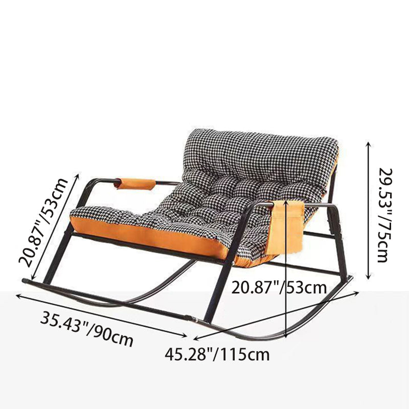 Modern Minimalist Curved Synthetic Fabric Carbon Steel Sponge Rocking Chair With Backrest Armrest For Bedroom