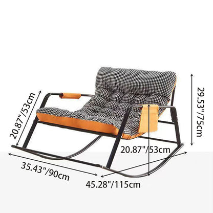 Modern Minimalist Curved Synthetic Fabric Carbon Steel Sponge Rocking Chair With Backrest Armrest For Bedroom