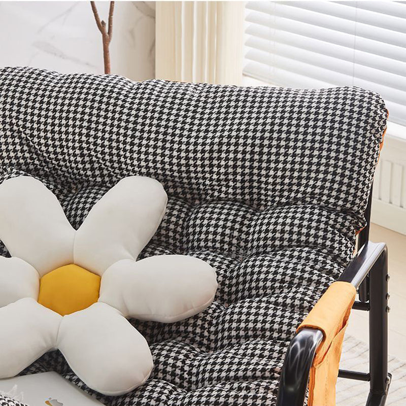 Modern Minimalist Curved Synthetic Fabric Carbon Steel Sponge Rocking Chair With Backrest Armrest For Bedroom
