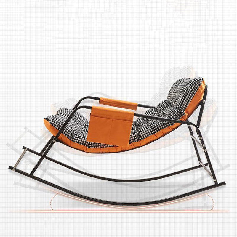 Modern Minimalist Curved Synthetic Fabric Carbon Steel Sponge Rocking Chair With Backrest Armrest For Bedroom
