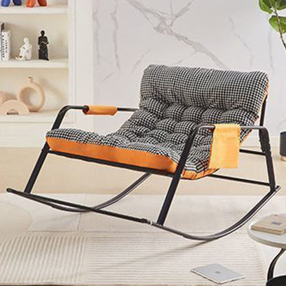 Modern Minimalist Curved Synthetic Fabric Carbon Steel Sponge Rocking Chair With Backrest Armrest For Bedroom