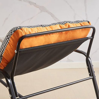 Modern Minimalist Curved Synthetic Fabric Carbon Steel Sponge Rocking Chair With Backrest Armrest For Bedroom