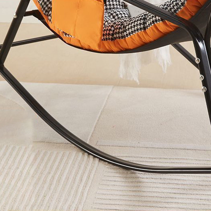 Modern Minimalist Curved Synthetic Fabric Carbon Steel Sponge Rocking Chair With Backrest Armrest For Bedroom