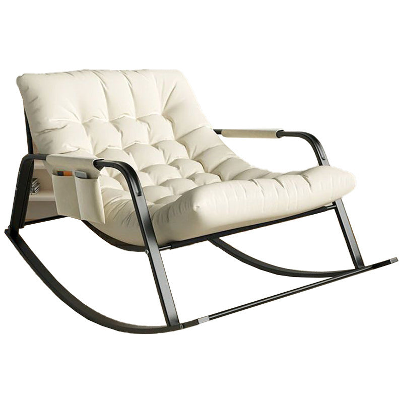 Modern Minimalist Curved Synthetic Fabric Carbon Steel Sponge Rocking Chair With Backrest Armrest For Bedroom