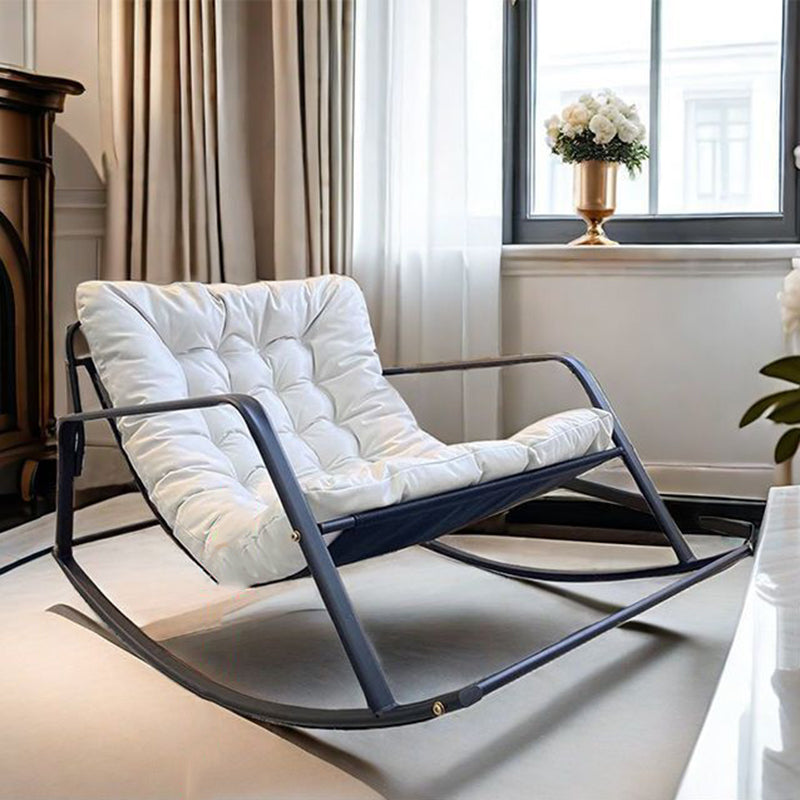 Modern Minimalist Curved Synthetic Fabric Carbon Steel Sponge Rocking Chair With Backrest Armrest For Bedroom