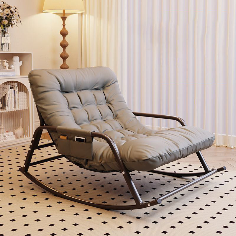 Modern Minimalist Curved Synthetic Fabric Carbon Steel Sponge Rocking Chair With Backrest Armrest For Bedroom