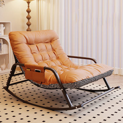 Modern Minimalist Curved Synthetic Fabric Carbon Steel Sponge Rocking Chair With Backrest Armrest For Bedroom