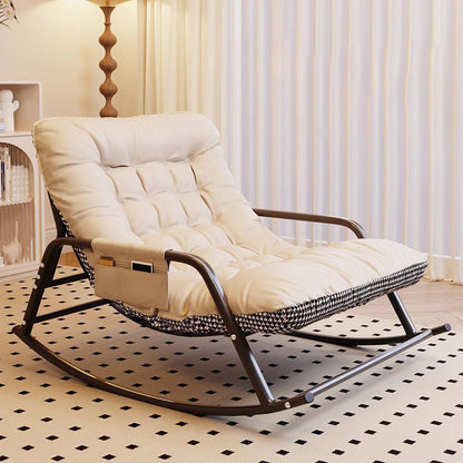 Modern Minimalist Curved Synthetic Fabric Carbon Steel Sponge Rocking Chair With Backrest Armrest For Bedroom
