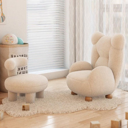 Contemporary Creative Kids Bear Shape Lamb Fleece Rubberwood Sponge Sofa Backrest Armrest For Living Room