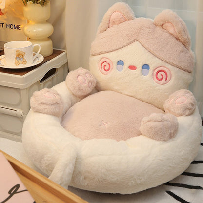 Contemporary Creative Kids Cat Shape Velvet PP Cotton Sofa Backrest Armless For Living Room