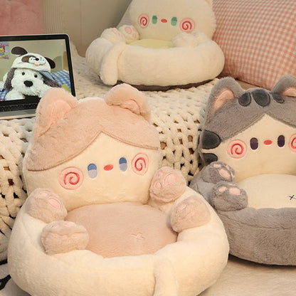 Contemporary Creative Kids Cat Shape Velvet PP Cotton Sofa Backrest Armless For Living Room
