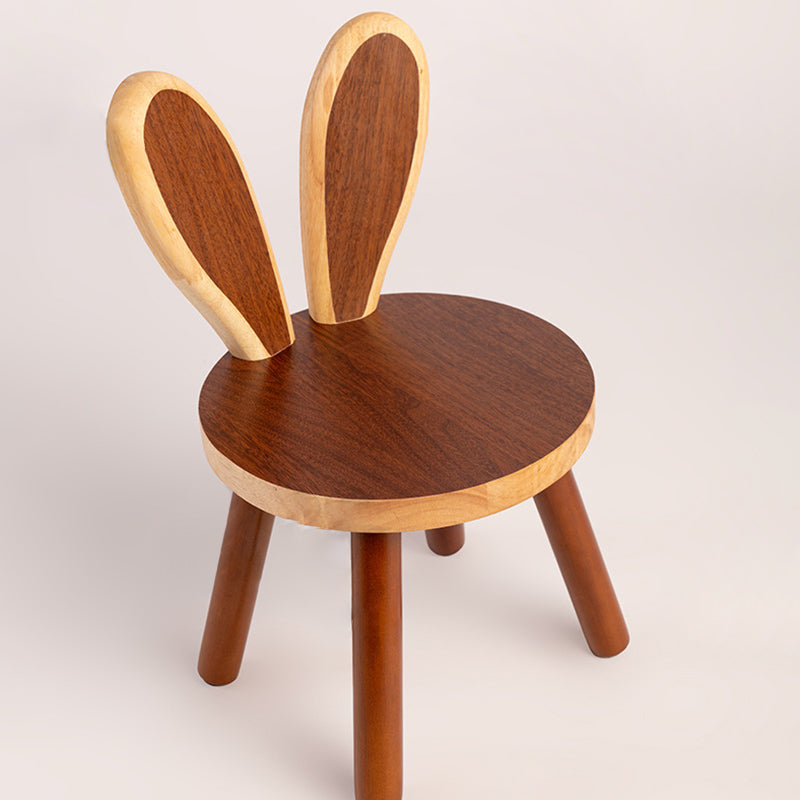Contemporary Creative Kids Rabbit Shape Solid Wood Multi-layer Board Low Stool Backrest Armless For Living Room
