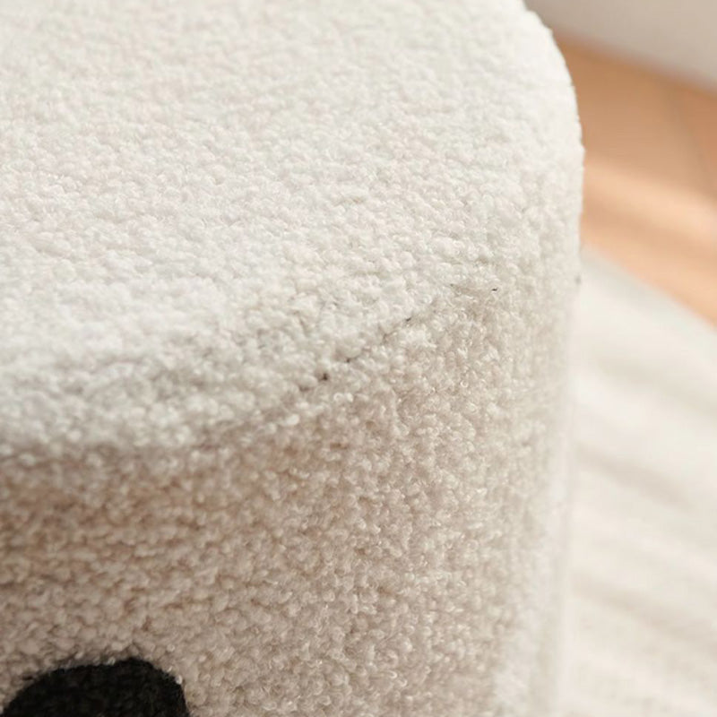 Contemporary Creative Kids Round Lamb Fleece Solid Wood Multi-layer Board Removable Washable Low Stool Backless Armless For Entryways
