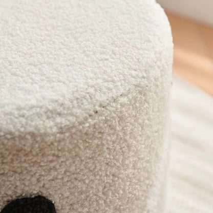 Contemporary Creative Kids Round Lamb Fleece Solid Wood Multi-layer Board Removable Washable Low Stool Backless Armless For Entryways