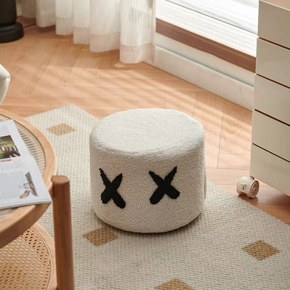 Contemporary Creative Kids Round Lamb Fleece Solid Wood Multi-layer Board Removable Washable Low Stool Backless Armless For Entryways