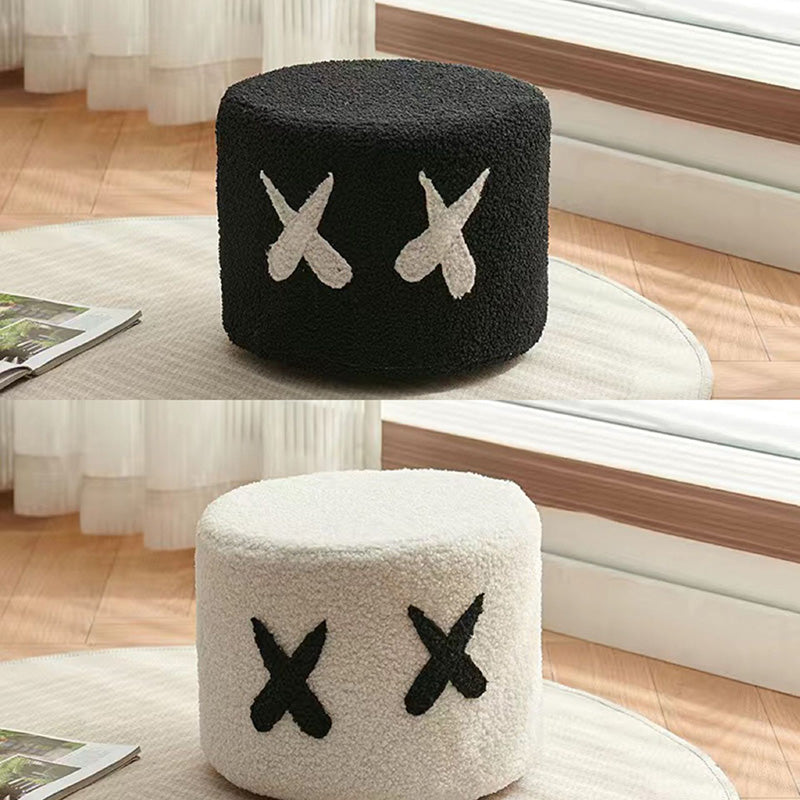 Contemporary Creative Kids Round Lamb Fleece Solid Wood Multi-layer Board Removable Washable Low Stool Backless Armless For Entryways