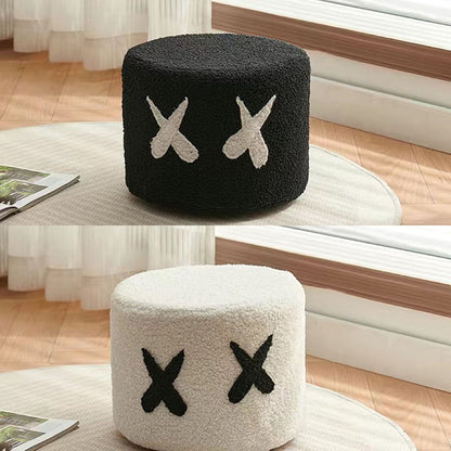 Contemporary Creative Kids Round Lamb Fleece Solid Wood Multi-layer Board Removable Washable Low Stool Backless Armless For Entryways