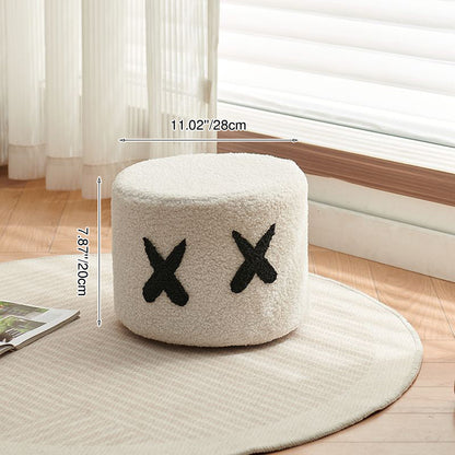 Contemporary Creative Kids Round Lamb Fleece Solid Wood Multi-layer Board Removable Washable Low Stool Backless Armless For Entryways