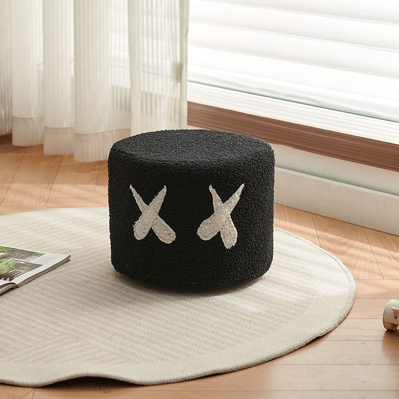 Contemporary Creative Kids Round Lamb Fleece Solid Wood Multi-layer Board Removable Washable Low Stool Backless Armless For Entryways
