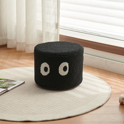 Contemporary Creative Kids Round Lamb Fleece Solid Wood Multi-layer Board Removable Washable Low Stool Backless Armless For Entryways