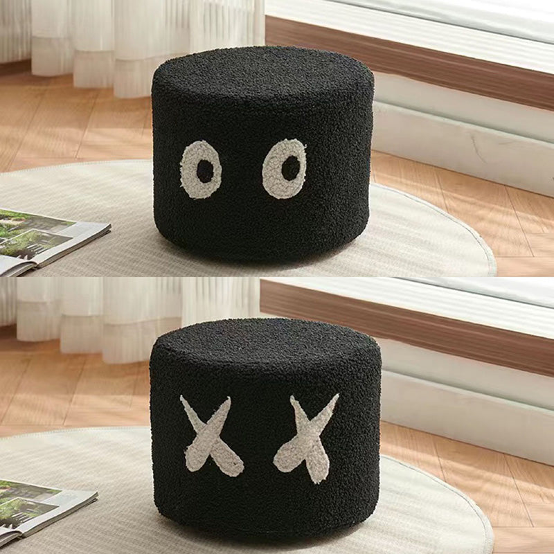 Contemporary Creative Kids Round Lamb Fleece Solid Wood Multi-layer Board Removable Washable Low Stool Backless Armless For Entryways