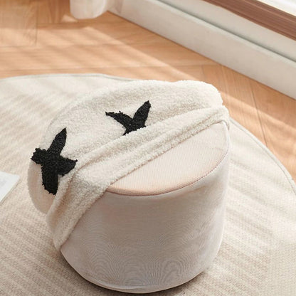Contemporary Creative Kids Round Lamb Fleece Solid Wood Multi-layer Board Removable Washable Low Stool Backless Armless For Entryways