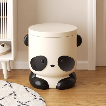 Contemporary Creative Kids Panda Shape Resin Storage Low Stool Backless Armless For Living Room