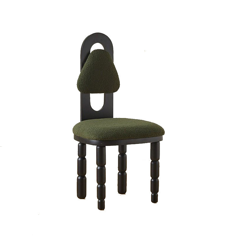 Contemporary Scandinavian Curved Lamb Fleece Solid Wood Multi-layer Board Sponge Dining Chair Backrest Armless For Dining Room