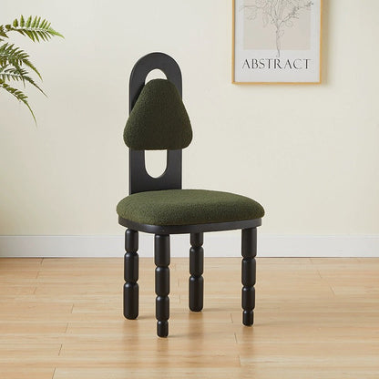 Contemporary Scandinavian Curved Lamb Fleece Solid Wood Multi-layer Board Sponge Dining Chair Backrest Armless For Dining Room