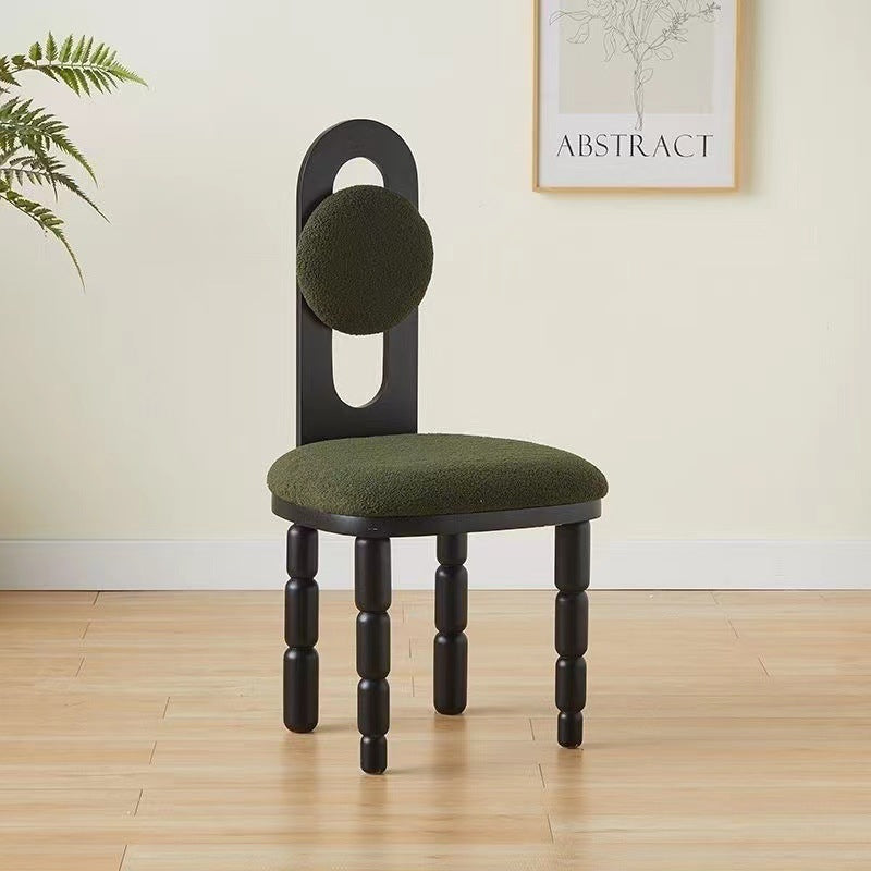 Contemporary Scandinavian Curved Lamb Fleece Solid Wood Multi-layer Board Sponge Dining Chair Backrest Armless For Dining Room
