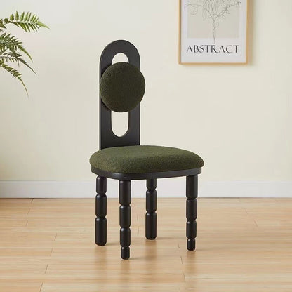 Contemporary Scandinavian Curved Lamb Fleece Solid Wood Multi-layer Board Sponge Dining Chair Backrest Armless For Dining Room