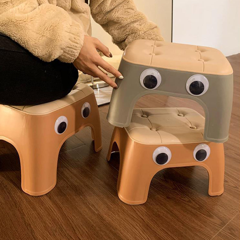Contemporary Creative Kids Rectangular PP Plastic Stackable Low Stool Backless Armless For Living Room