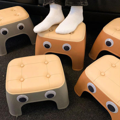 Contemporary Creative Kids Rectangular PP Plastic Stackable Low Stool Backless Armless For Living Room
