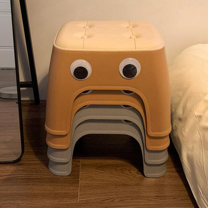Contemporary Creative Kids Rectangular PP Plastic Stackable Low Stool Backless Armless For Living Room