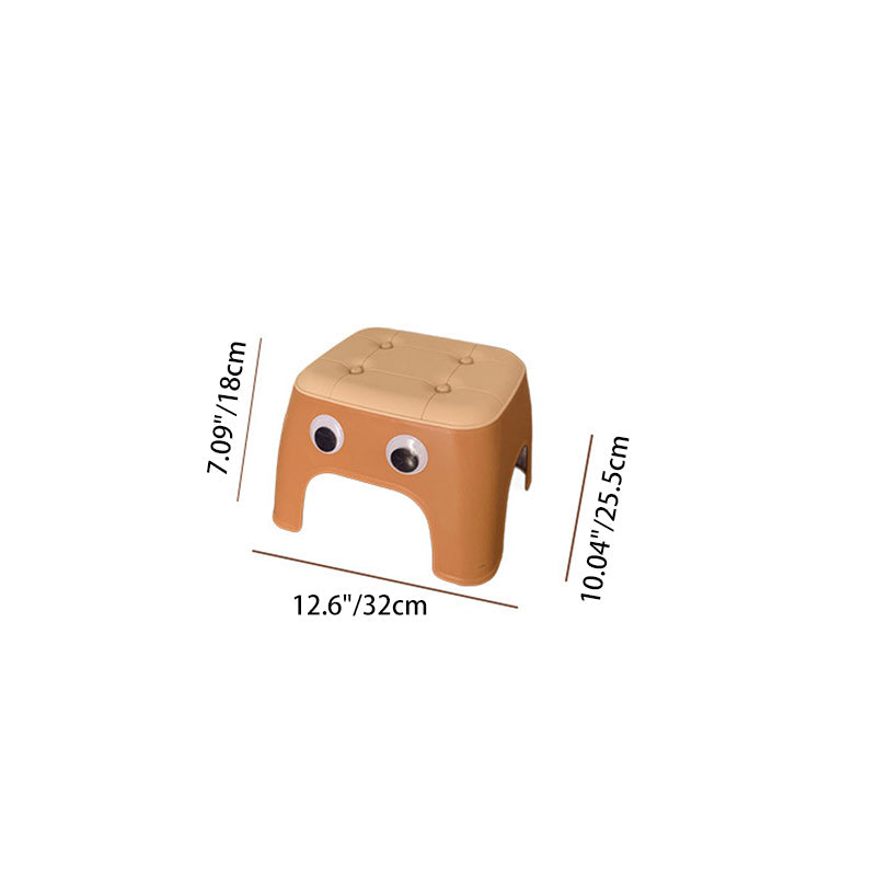 Contemporary Creative Kids Rectangular PP Plastic Stackable Low Stool Backless Armless For Living Room