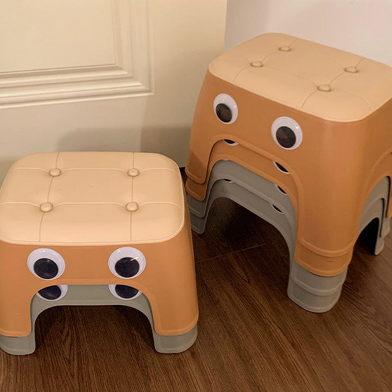 Contemporary Creative Kids Rectangular PP Plastic Stackable Low Stool Backless Armless For Living Room