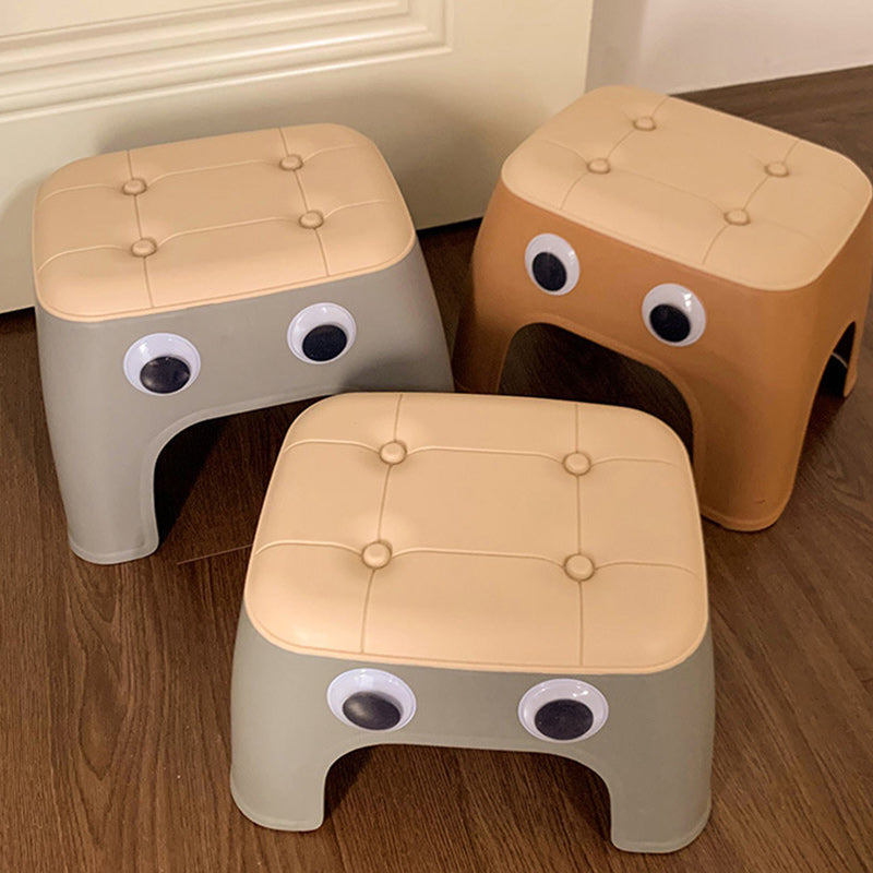 Contemporary Creative Kids Rectangular PP Plastic Stackable Low Stool Backless Armless For Living Room