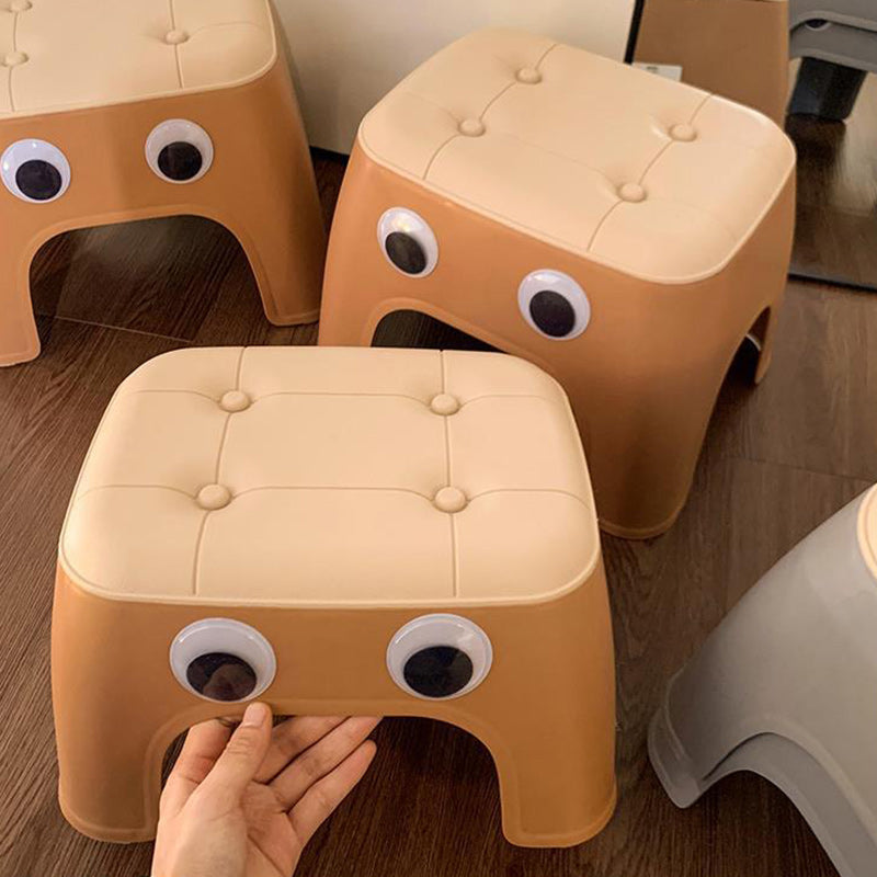 Contemporary Creative Kids Rectangular PP Plastic Stackable Low Stool Backless Armless For Living Room