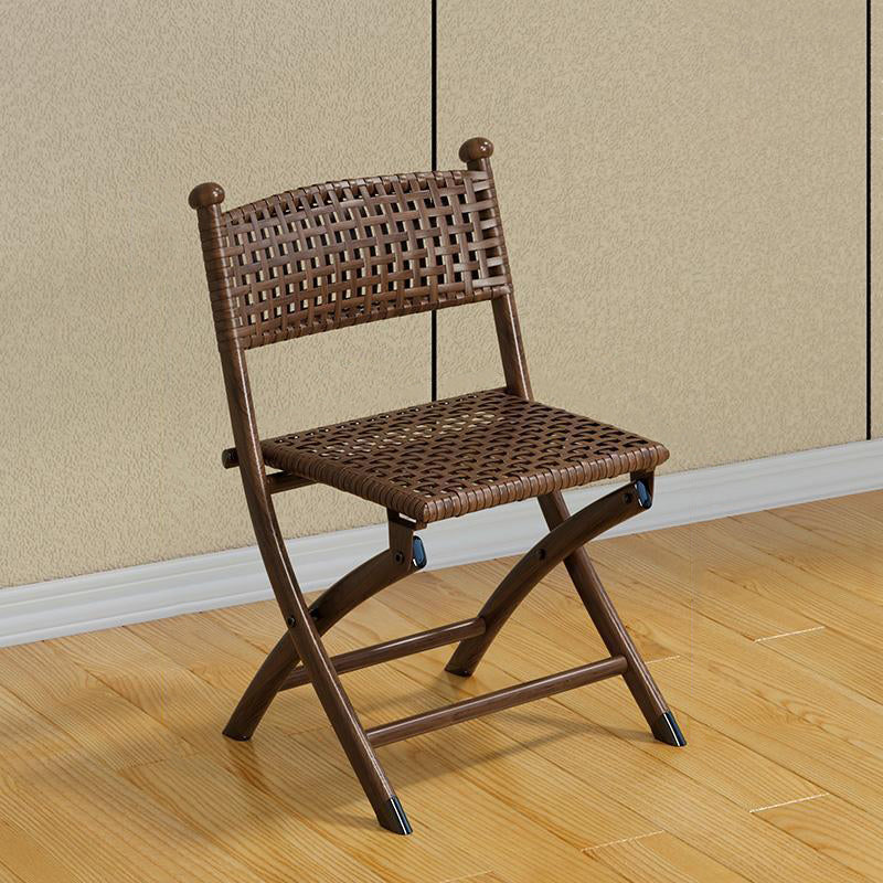 Contemporary Simplicity Curved Iron PE Foldable Weaving Stackable Chair Backrest Armless For Living Room
