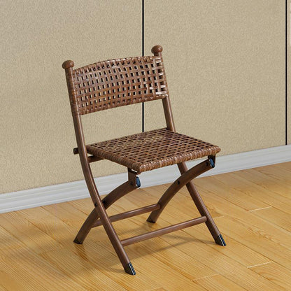 Contemporary Simplicity Curved Iron PE Foldable Weaving Stackable Chair Backrest Armless For Living Room