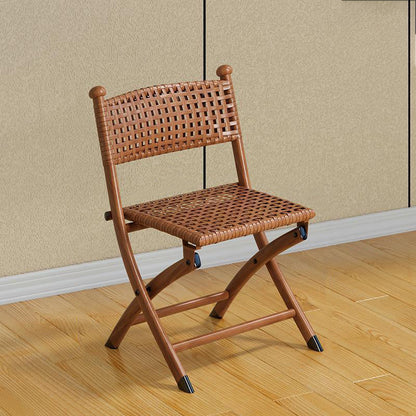 Contemporary Simplicity Curved Iron PE Foldable Weaving Stackable Chair Backrest Armless For Living Room