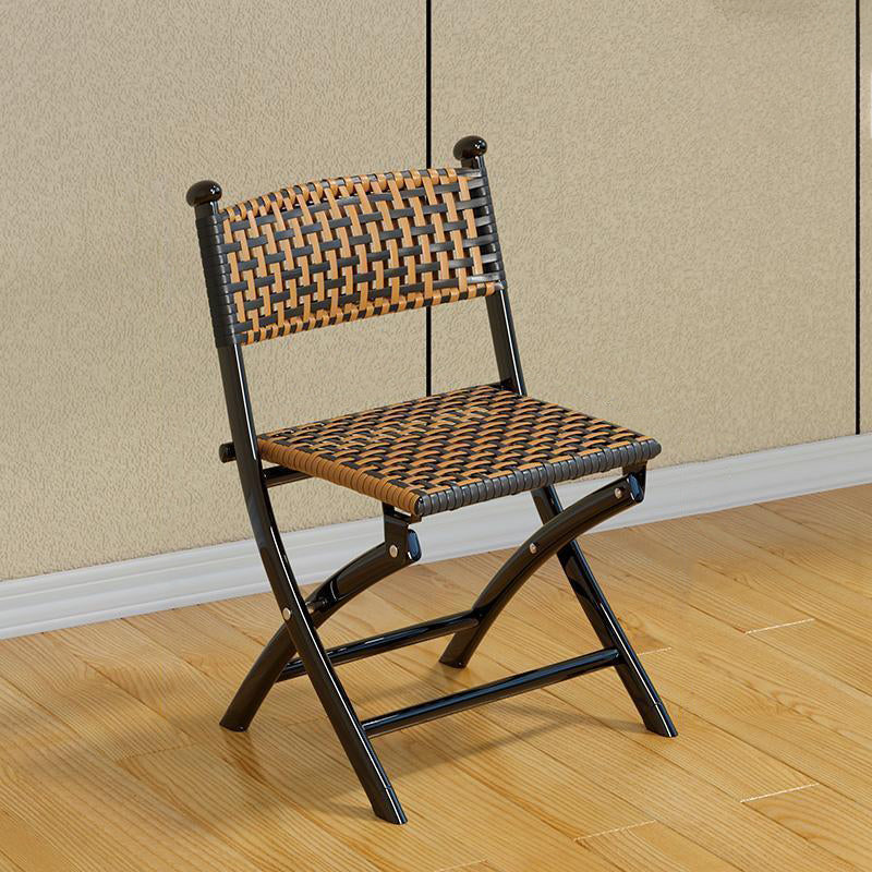 Contemporary Simplicity Curved Iron PE Foldable Weaving Stackable Chair Backrest Armless For Living Room
