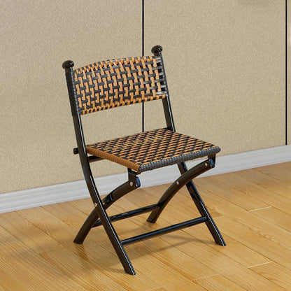 Contemporary Simplicity Curved Iron PE Foldable Weaving Stackable Chair Backrest Armless For Living Room