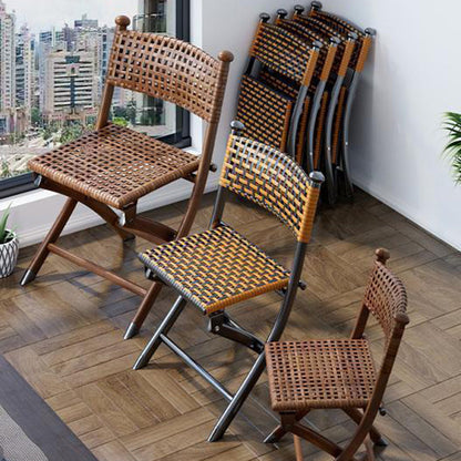 Contemporary Simplicity Curved Iron PE Foldable Weaving Stackable Chair Backrest Armless For Living Room