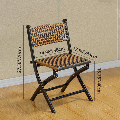 Contemporary Simplicity Curved Iron PE Foldable Weaving Stackable Chair Backrest Armless For Living Room