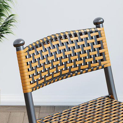 Contemporary Simplicity Curved Iron PE Foldable Weaving Stackable Chair Backrest Armless For Living Room