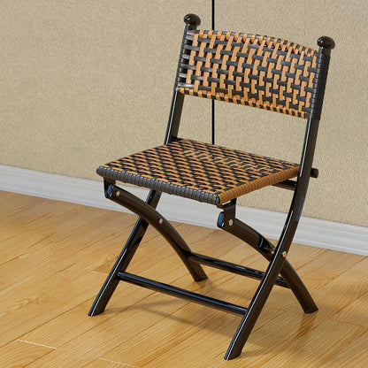 Contemporary Simplicity Curved Iron PE Foldable Weaving Stackable Chair Backrest Armless For Living Room