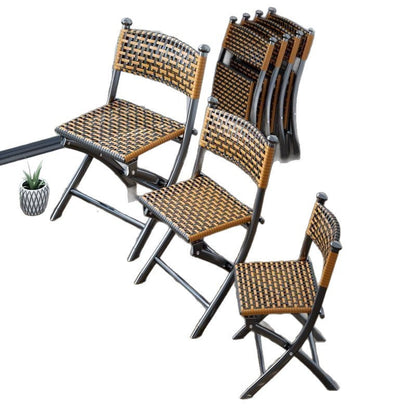 Contemporary Simplicity Curved Iron PE Foldable Weaving Stackable Chair Backrest Armless For Living Room
