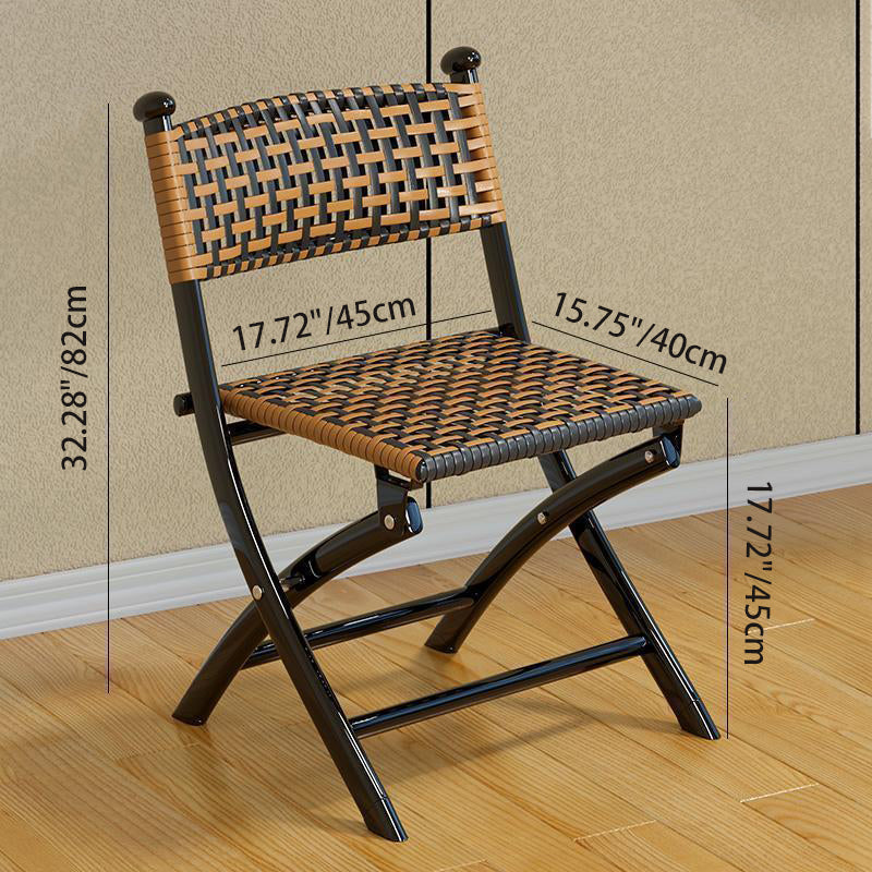 Contemporary Simplicity Curved Iron PE Foldable Weaving Stackable Chair Backrest Armless For Living Room